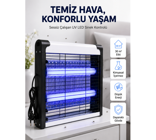 Elektrikli UV LED Sinek Öldürücü Sessiz Çalışan Etkili Böcek Tuzağı