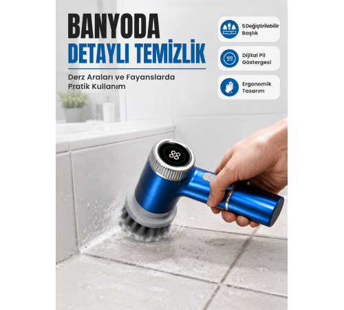 Kablosuz Elektrikli Döner Temizlik Fırçası ile Zorlu Kirleri Kolayca Temizleyin