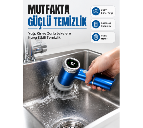 Dijital Göstergeli Şarjlı Temizlik Fırçası ile Konforlu Kullanım Deneyimi