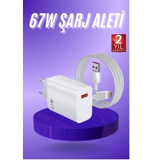Beyaz Ultra Plus Hızlı Şarj Seti Şarj Adaptörü ve Kablosu 67W