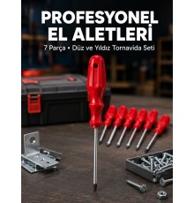 Profesyonel 7 Parça Tornavida Seti Ergonomik Saplı El Aleti