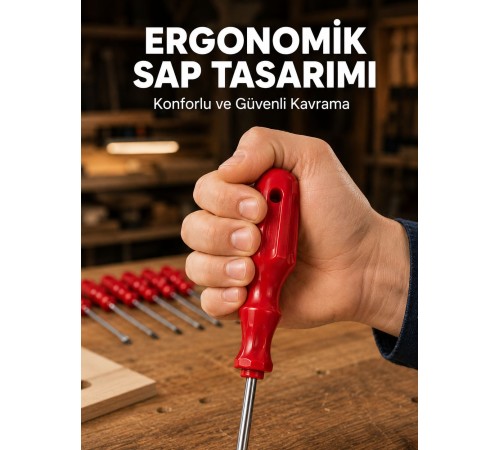 Çelik 7'li Tornavida Seti Ergonomik Sap Profesyonel Kullanım
