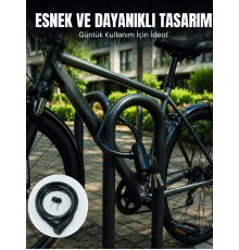 Bisiklet Kilidi 12 mm Kalın Çelik Halat 80 cm Anahtarlı Güvenlik Kilidi 2 Anahtarlı PVC Kaplamalı