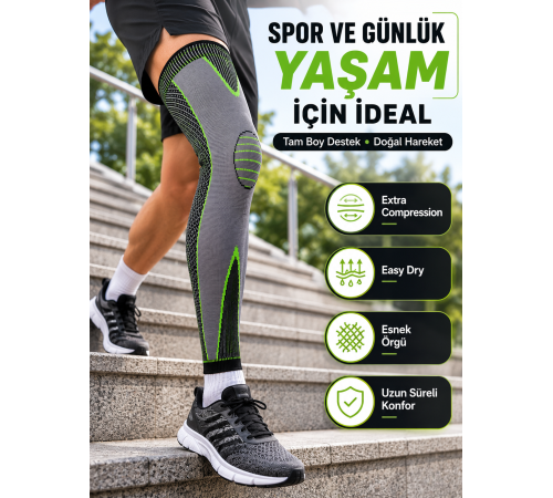 Uzun Kompresyon Diz Destekliği Spor ve Günlük Kullanım İçin Güçlü Destek