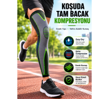 Ergonomik Uzun Spor Dizliği Esnek Kumaşlı Tam Boy Kompresyon Desteği