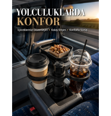 Araç Bardaklık Genişletici Çift Bardak Tutucu ve Tepsili Düzenleyici