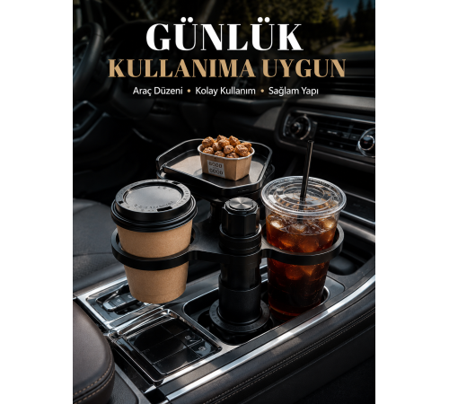Araç İçi Bardaklık Organizeri Çok Amaçlı İçecek ve Eşya Tutucu