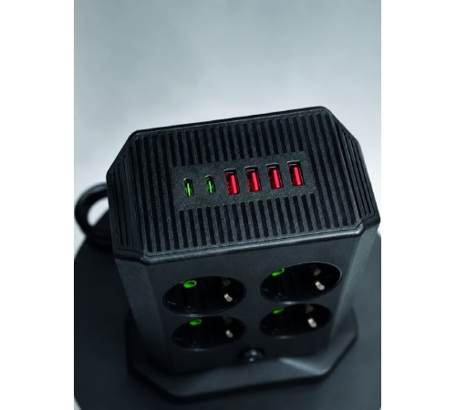 Dikey Priz Kulesi 8 AC Priz 4 USB 2 Type-C Çocuk Korumalı Güç Dağıtıcı