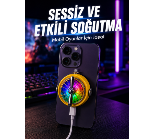Manyetik Telefon Soğutucu RGB Fanlı Mobil Oyun Soğutucusu