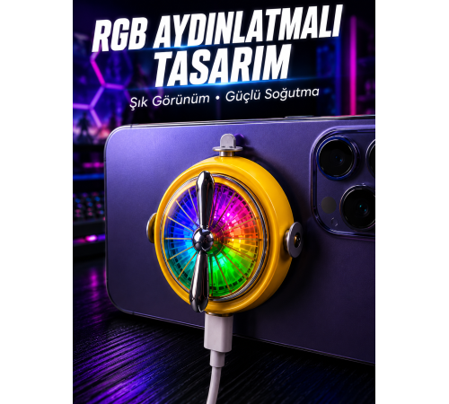 RGB Işıklı Manyetik Telefon Oyun Soğutucu Fan