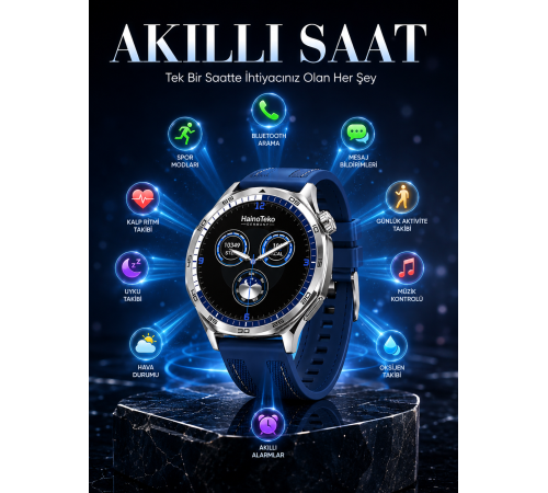 Uzun Süreli Pil Ömrüne Sahip AMOLED Akıllı Saat 3 Kordonlu Tasarım