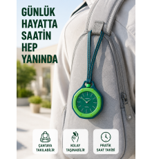 Çanta Charmı Askılı Analog Taşınabilir Saat Günlük Aksesuar Yeşil