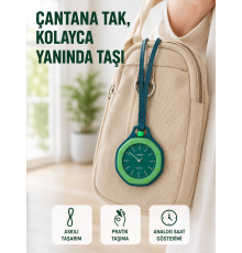 Askılı Analog Saat Pantolon Kemer ve Çanta Aksesuarı Yeşil