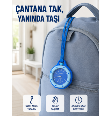 Çanta ve Anahtarlık İçin Askılı Analog Taşınabilir Charm Saat Mavi