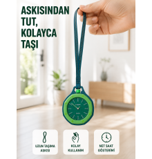 Anahtarlık ve Sırt Çantası İçin Askılı Charm Analog Saat Yeşil