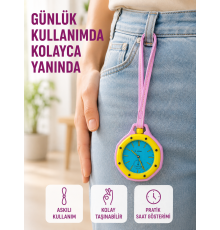 Askılı Analog Taşınabilir Saat Çanta Charmı Günlük Aksesuar Pembe