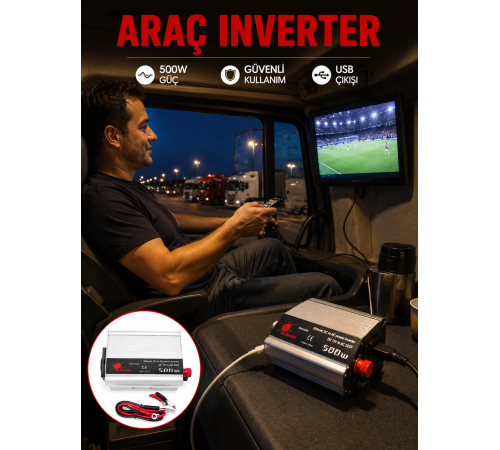 Araç Aküsünden Elektrik Üreten 500 Watt İnvertör