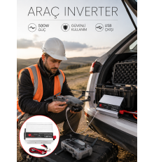Araçtan Ev Tipi Priz 500W Kullanımı İnvertör