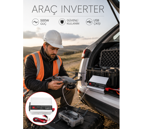 Araçtan Ev Tipi Priz 500W Kullanımı İnvertör