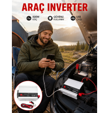 Araç İçi Elektrik Dönüştürücü 500W Priz İnvertör
