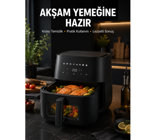 Dokunmatik Ekranlı Air Fryer Sağlıklı Yağsız Pişirme Cihazı