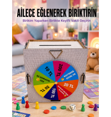 Şans Çarklı Para Biriktirme Kutusu Eğlenceli Tasarruf Challenge Ahşap Hedef Kumbarası