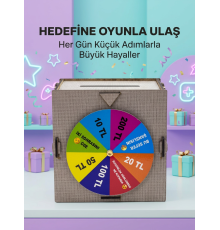 Şans Çarklı Hediyelik Tasarruf Kutusu Eğlenceli Para Biriktirme Oyun Dekoratif Ahşap Kumbara