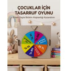 Şans Çarklı Motivasyon Kutusu Günlük Tasarruf Challenge Oyun Ahşap Birikim Kumbarası