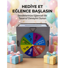 Renkli Şans Çarklı Para Biriktirme Oyunu Eğlenceli Tasarruf Kutusu Ahşap Challenge Kumbarası