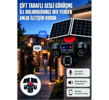 LED Projektörlü Sirenli Güneş Enerjili Akıllı Güvenlik Kamerası
