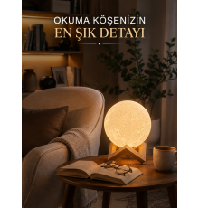 Modern Tasarımlı 3D Ay Lambası Yatak Odası ve Salon Dekoru