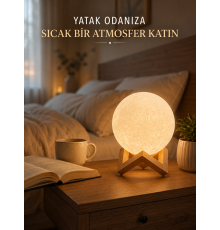 Dekoratif 3D Ay Işığı Masa Lambası Hediyelik Atmosfer Aydınlatması