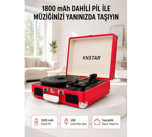 Retro Bavul Pikap Dahili Hoparlörlü AUX USB SD Kart ve Bluetooth Bağlantılı Taşınabilir Tasarım