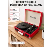 Şarj Edilebilir Taşınabilir Pikap 1800 mAh Dahili Pil Bluetooth ve Çoklu Bağlantı Seçenekli