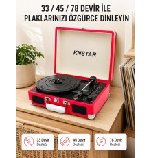Bavul Tipi Plak Çalar 33 45 78 Devir Destekli Bluetooth Dahili Hoparlörlü Portatif Pikap