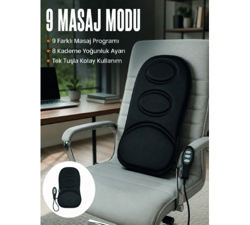 Motorlu Isıtmalı Masaj Minderi Masaj Modlu Ev, Ofis ve Araç Koltuk Pedi