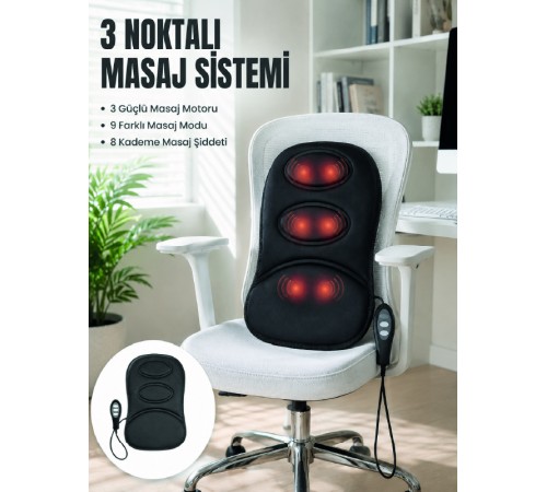 Titreşimli Masaj Koltuk Minderi Kademe Şiddet Ayarlı Isıtma Fonksiyonlu Masaj Pedi