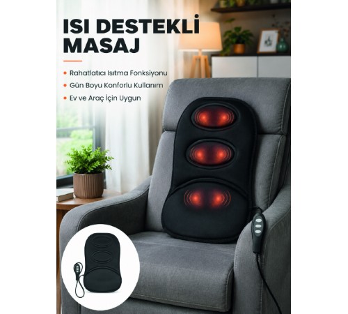 Isıtmalı Masaj Minderi Masaj Motoru, Kablolu Kumanda ve Çoklu Masaj Modu