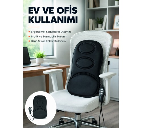 Ev ve Araç İçin Masaj Minderi Modlu Isıtmalı Titreşimli Koltuk Masaj Pedi