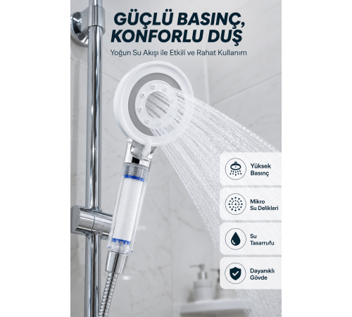 Su Tasarruflu Filtreli Duş Başlığı Yüksek Basınçlı Modern Duş Başlığı