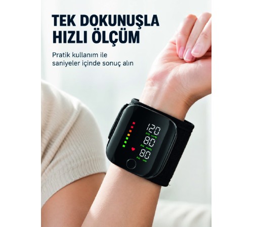 Bilekten Dijital Tansiyon Ölçer Geniş Ekran ve Kolay Okunabilir Gösterge