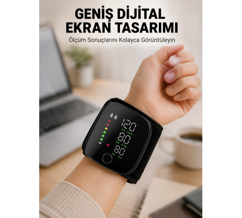 Evde Günlük Kullanıma Uygun Şarjlı Bilekten Tansiyon Ölçüm Cihazı