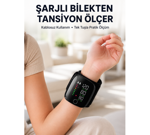 Otomatik Bilekten Tansiyon Ölçer Şarjlı Dijital Ölçüm Cihazı