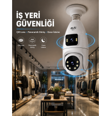 Wi-Fi Çift Lens Ampul Kamera Akıllı Ev Güvenliği