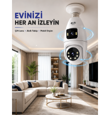 Wi-Fi Ampul Kamera Sistemi Gece Görüşlü Çift Lens