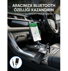 Araç ve Ev Ses Sistemleri İçin Bluetooth AUX Adaptörü