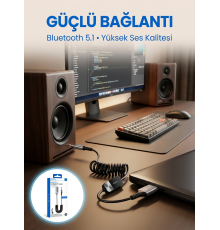 USB Bluetooth AUX Ses Adaptörü Kablosuz Müzik Aktarım Cihazı