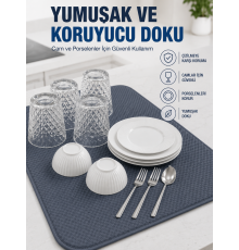 Su Emici Bulaşık Kurutma Matı Kaydırmaz ve Yumuşak Dokulu Kurutmalık