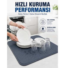 Bulaşık Kurutma Matı Geniş Yüzeyli Mikrofiber Tezgâh Koruyucu Kurutma Matı