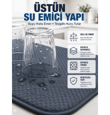 Katlanabilir Bulaşık Kurutma Matı Hızlı Kuruyan Su Emici Mutfak Matı